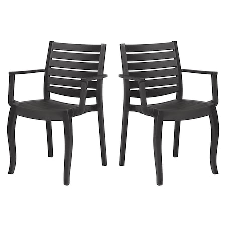 Rainbow Outdoor Zeus Set of 2 Stackable Armchair-Anthracite RBO-ZEUSWD-ANT-AC-SET2